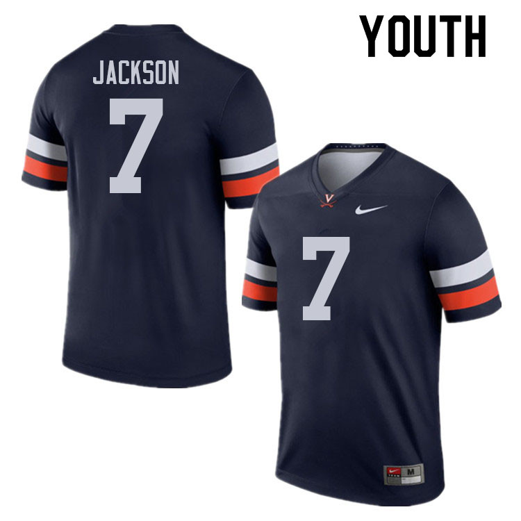 Youth #7 James Jackson Virginia Cavaliers College Football Jerseys Sale-Navy - Click Image to Close